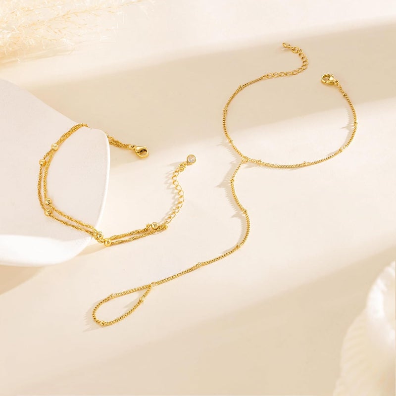 MBW Gold Bracelets for Women Trendy, Dainty 14K Gold Plated Bracelet Stack Beaded Chain Bracelet Set Thin Small Cute Paperclip Bracelets Fashion Waterproof Jewelry Gift Gold Accessories for Women - Image 4